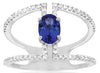 WIDE 1.19CT DIAMOND & AAA TANZANITE 14K WHITE GOLD OVAL & ROUND TENSION FUN RING