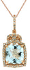 1.95CT DIAMOND & AAA AQUAMARINE 14KT ROSE GOLD 3D ROUND & CUSHION CROWN PENDANT