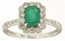 1.48CT DIAMOND & AAA EMERALD 14K WHITE GOLD ROUND SQUARE & ROUND FRIENDSHIP RING