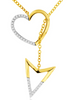 ESTATE .13CT DIAMOND 14KT 2 TONE GOLD ARROW TO YOUR HEART LARIAT LOVE NECKLACE