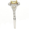 WIDE 1.13CT WHITE PINK & CANARY DIAMOND 18KT TRI COLOR GOLD HALO ENGAGEMENT RING