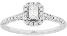 .55CT DIAMOND 14K WHITE GOLD 3D ROUND & BAGUETTE HALO FRIENDSHIP ENGAGEMENT RING