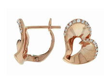 ESTATE .09CT DIAMOND 14K ROSE GOLD CLASSIC VALENTINE HEART LOVE CLIP ON EARRINGS