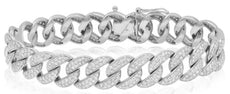 6.17CT DIAMOND 18KT WHITE GOLD ROUND CLASSIC PAVE ETERNITY CUBAN TENNIS BRACELET