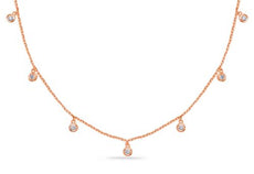 .42CT DIAMOND 14KT ROSE GOLD CLASSIC BEZEL CHANDELIER BY THE YARD LOVE NECKLACE