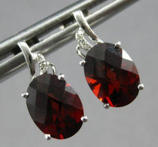1.42CT DIAMOND & AAA GARNET 14KT WHITE GOLD 3D OVAL & ROUND FUN HANGING EARRINGS