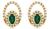 .69CT DIAMOND & AAA EMERALD 14K YELLOW GOLD 3D OVAL DOUBLE HALO HANGING EARRINGS