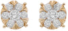 ESTATE .82CT DIAMOND 14KT YELLOW GOLD 3D ROUND FLOWER INVISIBLE STUD EARRINGS