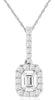 .31CT DIAMOND 14K WHITE GOLD CLASSIC ROUND & BAGUETTE HALO LOVE FLOATING PENDANT