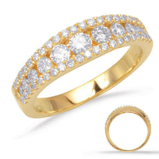 .78CT DIAMOND 14KT YELLOW GOLD 3 ROW GRADUATING SEMI ETERNITY ANNIVERSARY RING