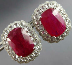 EXTRA LARGE 19.48CT DIAMOND & AAA RUBY PLATINUM CUSHION & ROUND CLIP ON EARRINGS