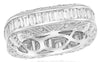 WIDE 2.91CT DIAMOND 18K WHITE GOLD 3D ROUND & BAGUETTE ETERNITY ANNIVERSARY RING