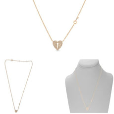 ESTATE .14CT DIAMOND 14KT ROSE GOLD KEY TO YOUR HEART ADJUSTABLE LOVE NECKLACE