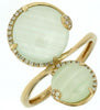 LARGE .12CT DIAMOND & AAA CARBONATE 14KT YELLOW GOLD 3D DOUBLE CIRCULAR FUN RING