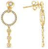 .30CT DIAMOND 14KT YELLOW GOLD 3D PAST PRESENT FUTURE BEZEL FUN HANGING EARRINGS