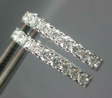ESTATE .78CT DIAMOND 18KT WHITE GOLD CLASSIC INSIDE OUT HUGGIE HANGING EARRINGS