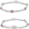 3.60CT DIAMOND & AAA PINK SAPPHIRE 18KT WHITE GOLD OVAL & ROUND TENNIS BRACELET
