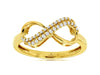 ESTATE .15CT DIAMOND 14KT YELLOW GOLD 3D CLASSIC TWO ROW INFINITY LOVE RING