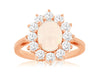 2.10CT DIAMOND & AAA OPAL 14KT ROSE GOLD OVAL & ROUND PRINCESS DIANA FLOWER RING