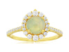 1.34CT DIAMOND & AAA OPAL 14K YELLOW GOLD ROUND HALO GRADUATING JOURNEY FUN RING