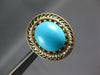 ANTIQUE LARGE AAA TURQUOISE & PEARL 14K YELLOW GOLD OVAL FILIGREE EARRINGS 27292
