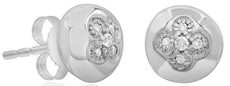 .07CT DIAMOND 14K WHITE GOLD 3D CLASSIC FLOWER SQUARE CIRCULAR FUN STUD EARRINGS