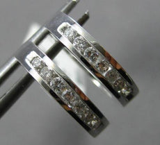 ESTATE .25CT DIAMOND 14KT WHITE GOLD CLASSIC ROUND HUGGIE HOOP HANGING EARRINGS