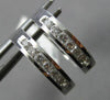 ESTATE .25CT DIAMOND 14KT WHITE GOLD CLASSIC ROUND HUGGIE HOOP HANGING EARRINGS