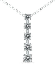 .50CT DIAMOND 14KT WHITE GOLD 5 STONE GRADUATING JOURNEY LOVE FLOATING PENDANT