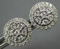 ESTATE .50CT DIAMOND 14KT WHITE GOLD CLASSIC CLUSTER FLOWER HALO STUD EARRINGS