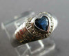 ESTATE .43CT DIAMOND & AAA SAPPHIRE 14K WHITE GOLD HEART SHAPE & ROUND LOVE RING