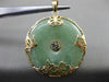 ANTIQUE LARGE JADE 14KT YELLOW GOLD 3D FILIGREE BUTTERFLY FLOATING PENDANT 25022