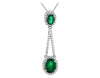 1.92CT DIAMOND & AAA EMERALD 14K WHITE GOLD OVAL & ROUND HALO TRIANGULAR PENDANT