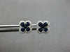 SMALL .52CT DIAMOND & AAA SAPPHIRE 14KT WHITE GOLD CLASSIC FLOWER STUD EARRINGS