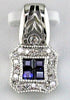 .47CT DIAMOND & AAA SAPPHIRE 14KT WHITE GOLD INVISIBLE HEXAGON FILIGREE PENDANT