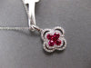 .84CT DIAMOND & AAA RUBY 18KT WHITE GOLD 3D 4 LEAF CLOVER CLASSIC LOVE PENDANT