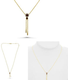 .26CT DIAMOND & AAA RUBY 14KT YELLOW GOLD 3D FLOWER DOUBLE LARIAT FUN NECKLACE