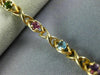 ESTATE 2.10CT AAA MULTI GEM 14KT YELLOW GOLD 3D CLASSIC X LOVE TENNIS BRACELET
