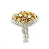 LARGE 3.94CT MULTI COLOR DIAMOND 18KT 2 TONE GOLD 3D MULTI SHAPE OVAL LOVE RING