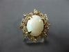 ANTIQUE WIDE 3.20CT DIAMOND & AAA OPAL 14KT YELLOW GOLD OVAL FLOWER RING #27504