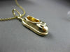 ESTATE 14KT YELLOW GOLD 3D HANDCRAFTED BOW BABY SHOE PENDANT & CHAIN #25217