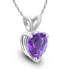 1.03CT AAA AMETHYST 14KT WHITE GOLD HEART SHAPE SOLITAIRE LOVE FLOATING PENDANT
