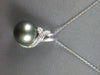 ESTATE LARGE .15CT DIAMOND & AAA TAHITIAN PEARL 14KT WHITE GOLD 3D SWIRL PENDANT