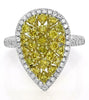 LARGE 1.07CT WHITE & FANCY YELLOW DIAMOND 18K 2 TONE GOLD CLUSTER TEAR DROP RING