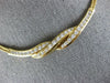 ESTATE LARGE 1.86CT DIAMOND 18K YELLOW GOLD 3 ROW DOUBLE SWIRL V SHAPE NECKLACE