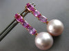 LARGE 3.5CT AAA PINK SAPPHIRE & PINK SOUTH SEA PEARL 18K ROSE GOLD FUN EARRINGS