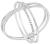 ESTATE .31CT DIAMOND 14KT WHITE GOLD 3D CLASSIC 2 ROW CRISS CROSS X FUN RING