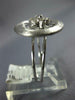 ESTATE .19CT DIAMOND 18KT WHITE GOLD 3D MATTE & SHINY FLOWER CIRCULAR FUN RING