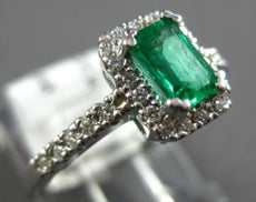 .74CT DIAMOND & AAA EMERALD 14KT WHITE GOLD SQUARE HALO CLASSIC ENGAGEMENT RING