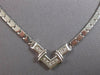 ESTATE .32CT DIAMOND 14KT WHITE GOLD 3D CLASSIC V SHAPE LOVE NECKLACE